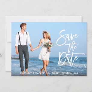 Brush Script Couple Photo Save The Date WS Card