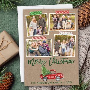 Brush Script Craft Tape Christmas Truck Kraft Holiday Card
