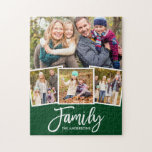 Brush Script Family 4 Photo Green or Pick Color Jigsaw Puzzle<br><div class="desc">Modern Brush Script Family 4 Photo Green or Pick Color jigsaw puzzle</div>