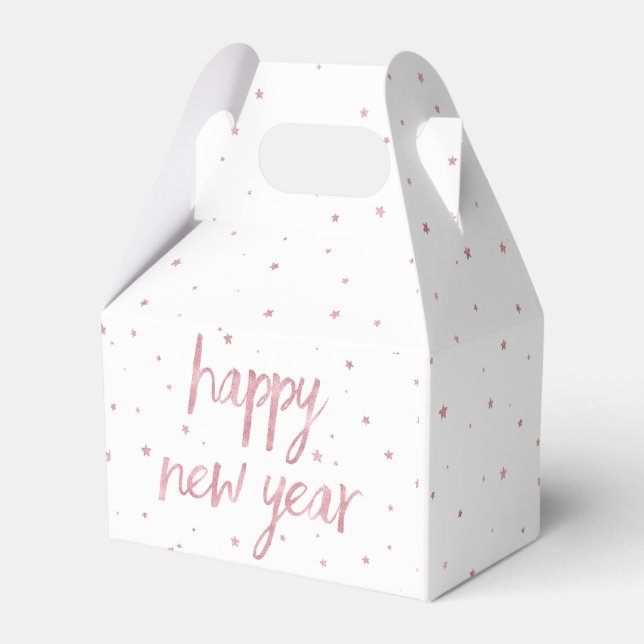 Brush Script Faux Rose Gold Glitter Favour Box (Front Side)