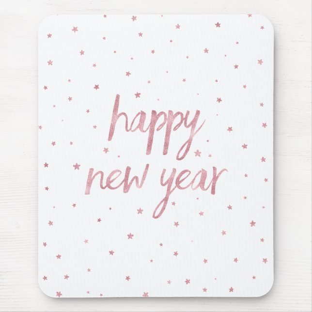 Brush Script Faux Rose Gold Glitter Mouse Mat (Front)