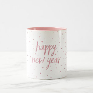 Brush Script Faux Rose Gold Glitter Two-Tone Coffee Mug