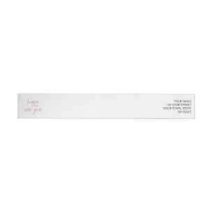 Brush Script Faux Rose Gold Glitter Wrap Around Label