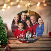 Brush Script Feliz Navidad Photo Red Back