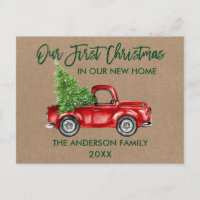 Brush Script First Christmas New Home Truck Kraft