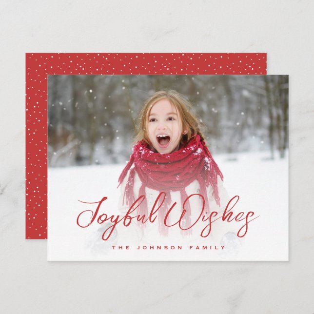 Brush Script Full Photo Christmas Holiday Card (Front/Back)
