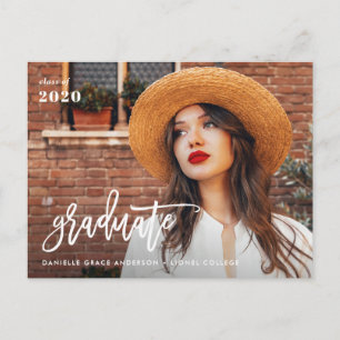brush script graduation announcement & invitation postcard