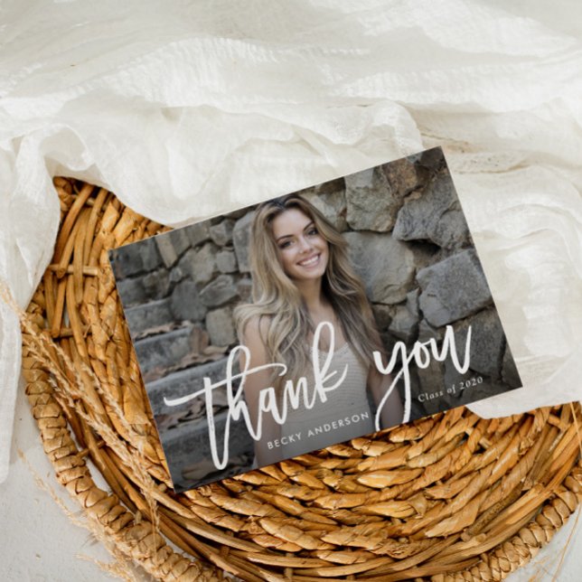 Brush script graduation thank you postcard (Creator Uploaded)