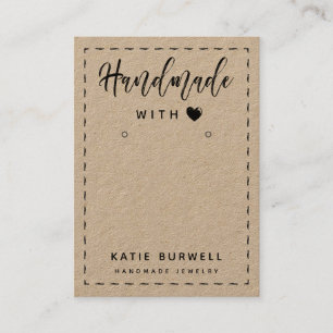 Brush Script Handmade With Love Earring Display Business Card