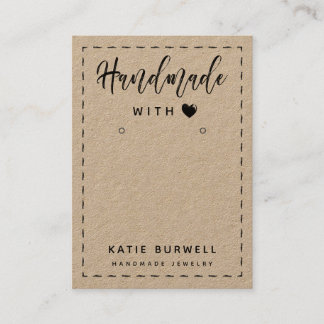 Brush Script Handmade With Love Earring Display Business Card