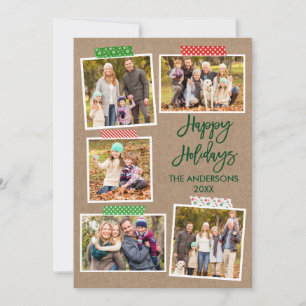 Brush Script Happy Holidays Craft Tape Kraft Holiday Card