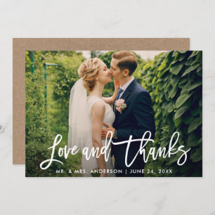 Brush Script Kraft Love and Thanks Wedding Card