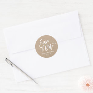 Brush Script Kraft Save The Date Envelope Seals