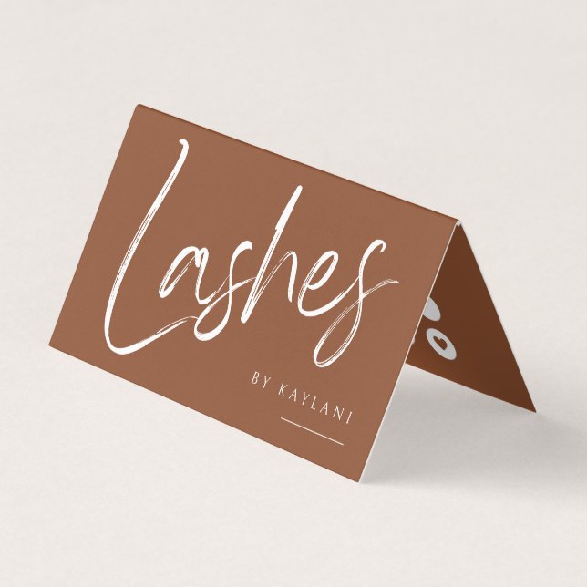 Brush Script Lashes Folded Business & Loyalty Card (Front)