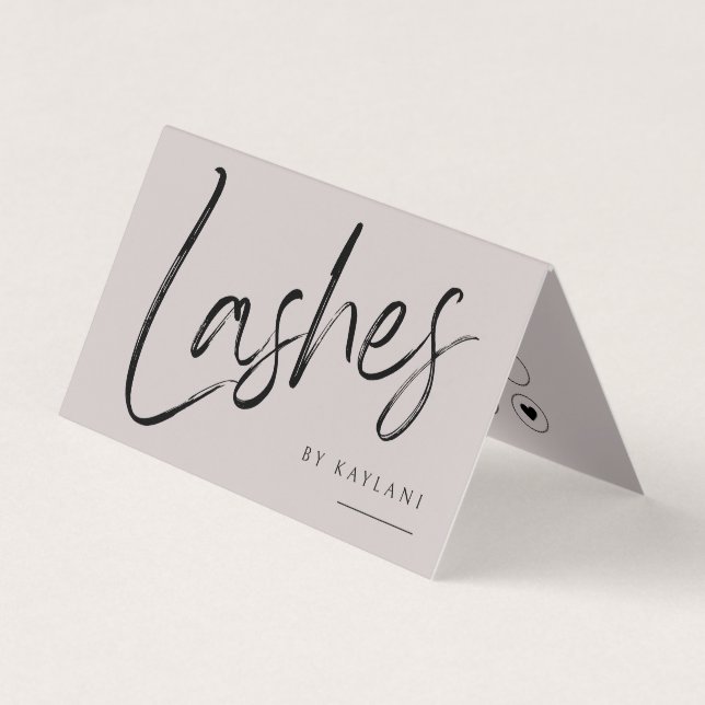 Brush Script Lashes Folded Business & Loyalty Card (Front)