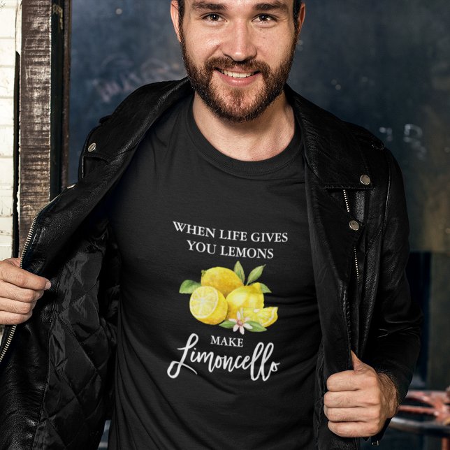 Brush Script Limoncello Lemons Black T-Shirt (Many shirt sizes, colors & styles to choose from.)