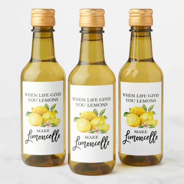 Brush Script Limoncello Lemons Mini Bottle Label (Bottles)