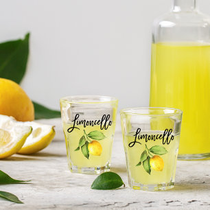 Brush Script Limoncello Watercolor Lemon Shot Glass
