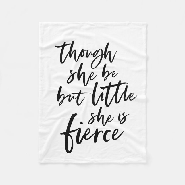 Brush Script Little But Fierce William Shakespeare Fleece Blanket (Front)