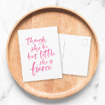 Brush Script Little But Fierce William Shakespeare Postcard<br><div class="desc">Stylish pink brush script of the quote "though she be but little she is fierce" from A Midsummer Night's Dream by William Shakespeare against a white background. *Please note that the Zazzle Watermark that appears in the zoom preview will NOT appear on the final printed product. © Rosewood and Citrus...</div>