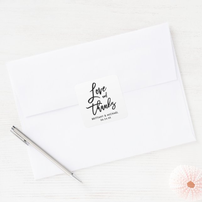 Brush Script Love and Thanks Envelope Seals (Envelope)