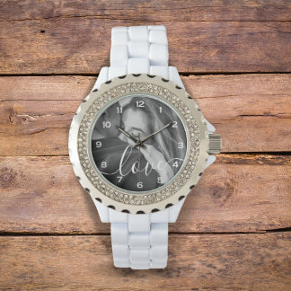 Brush Script Love Custom Photo Watch
