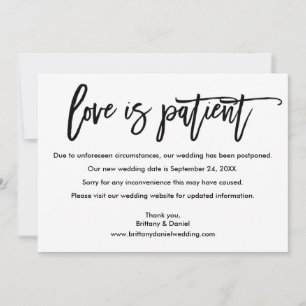 Brush Script Love Is Patient New Date Card