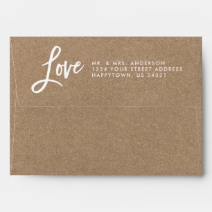 Brush Script Love Kraft Style Wedding Envelope