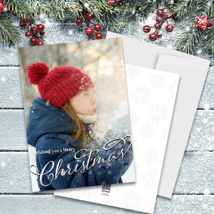 Brush Script Merry Christmas Photo Holiday Card