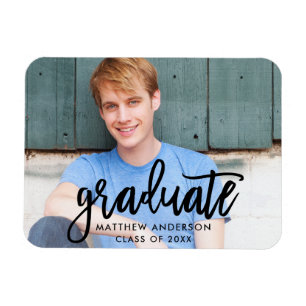 Brush Script Modern Graduation Announcement Magnet