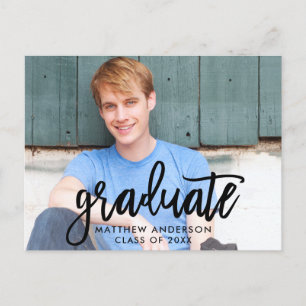 Brush Script Modern Graduation Party Invitation Postcard