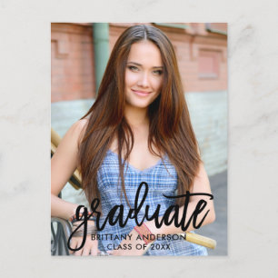 Brush Script Modern Graduation Party Photo Invitation Postcard