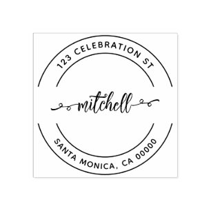 Brush Script Modern Return Address Rubber Stamp