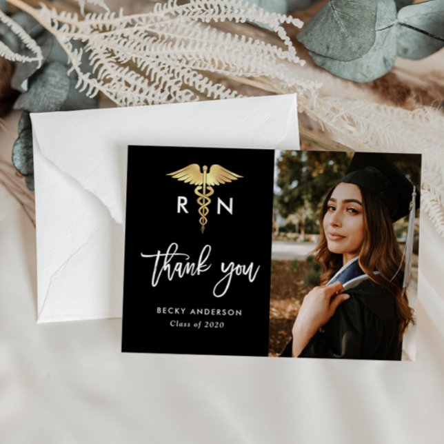 Brush script nursing school graduation thank you postcard (Creator Uploaded)