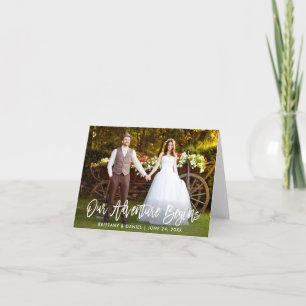 Brush Script Our Adventure Begins Wedding Note Thank You Card