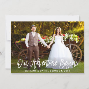 Brush Script Our Adventure Begins Wedding Thank You Card