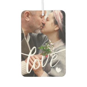 Brush Script Overlay Love Photos Car Air Freshener
