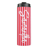 Brush Script Personalised Pink and Red Stripes