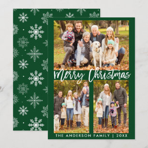 Brush Script Photo Green Merry Christmas Card SB