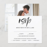 Brush Script Photo Wedding RSVP