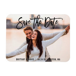 Brush Script Save The Date Couple Photo B Magnet