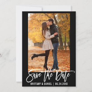 Brush Script Save The Date Photo Engagement Card B