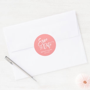 Brush Script Save The Date Pink Envelope Seals