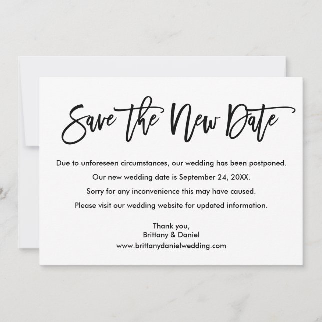 Brush Script Save The New Date Wedding Card (Front)