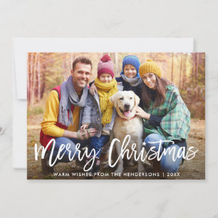 Brush Script Star Family Photo Merry Christmas Holiday Card