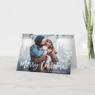 Brush Script Star Photo Merry Christmas Fold Holiday Card