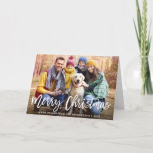 Brush Script Star Photo Merry Christmas Folded Holiday Card