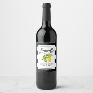 Brush Script Striped Limoncello Lemon Labels