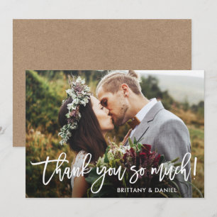 Brush Script Thank You So Much Wedding Kraft Card