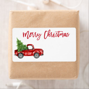 Brush Script Vintage Red Truck Christmas Mailing